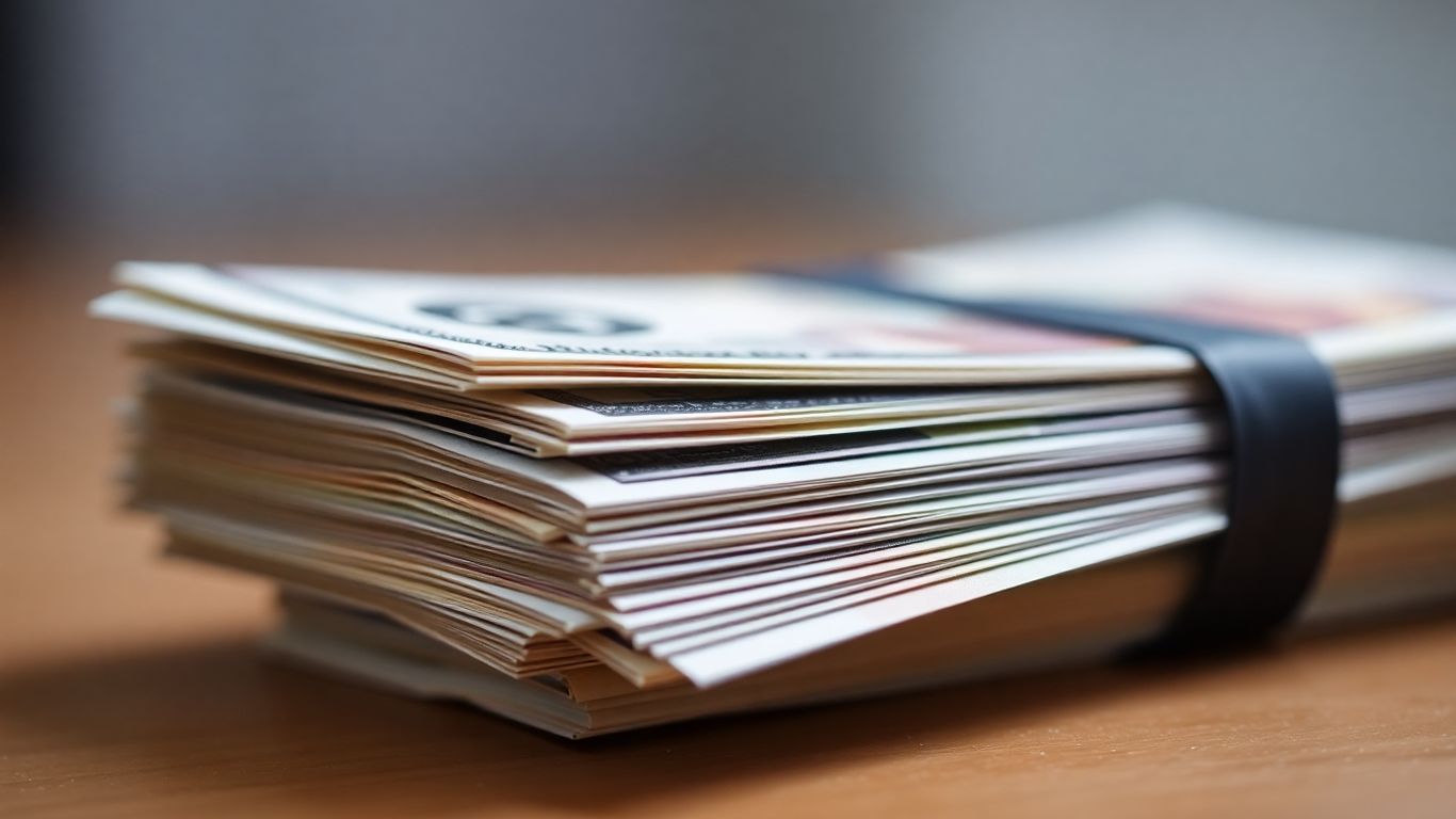 Financial banknotes stacked, wealth concept.