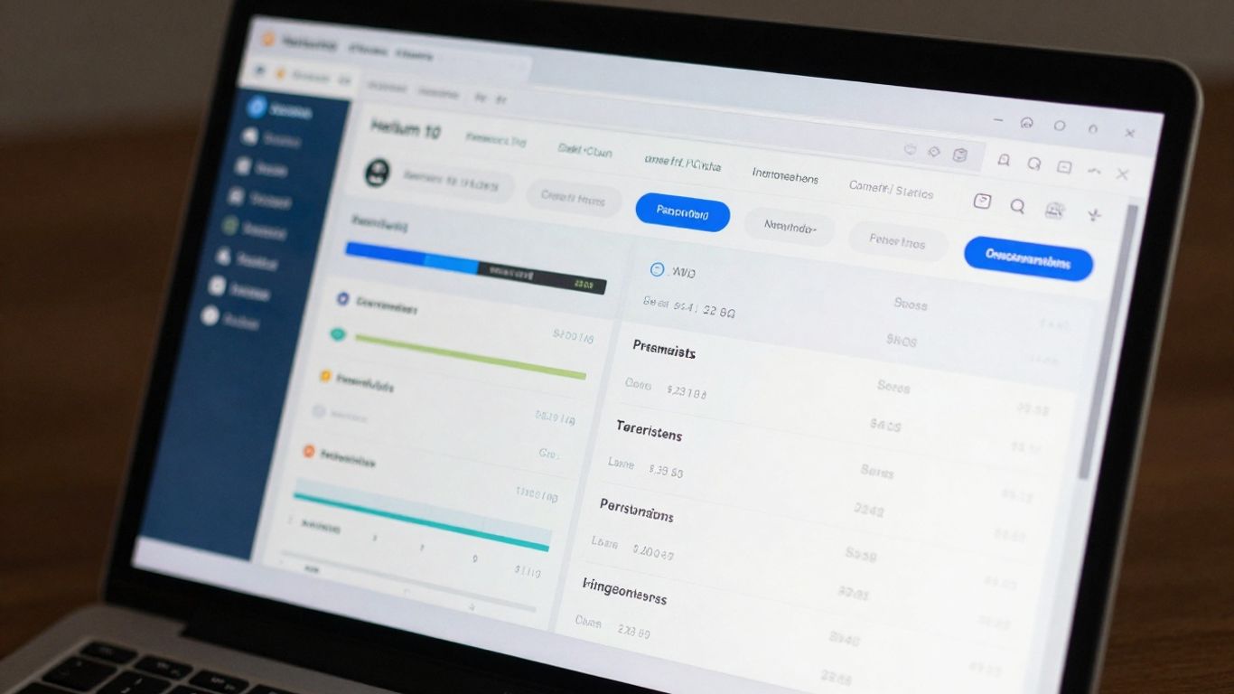 Helium 10 Chrome extension on a laptop screen.