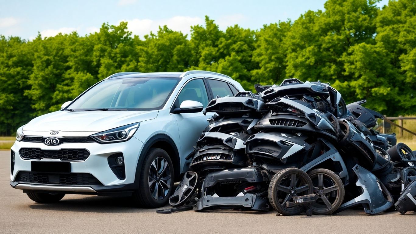 Sustainable Kia car parts and a new Kia vehicle.