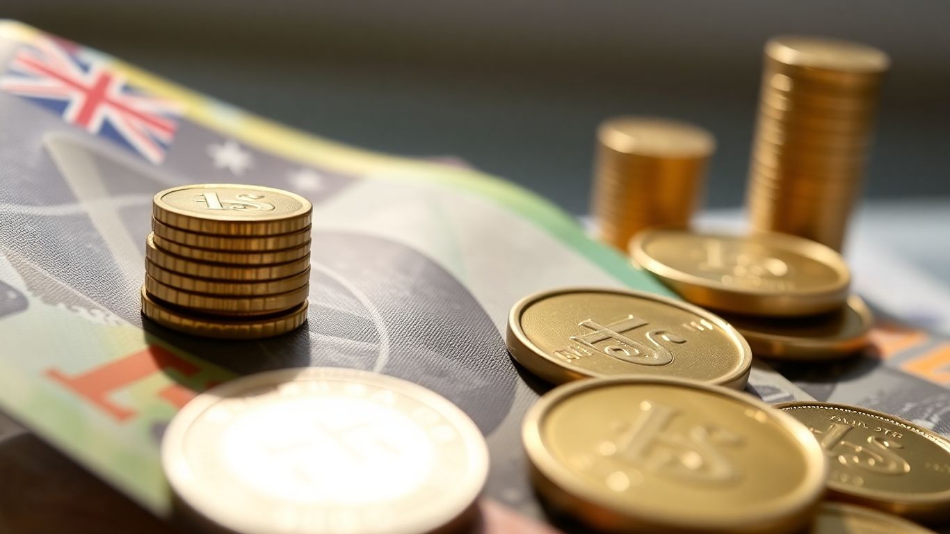 Australian dollars with a bright, optimistic background.