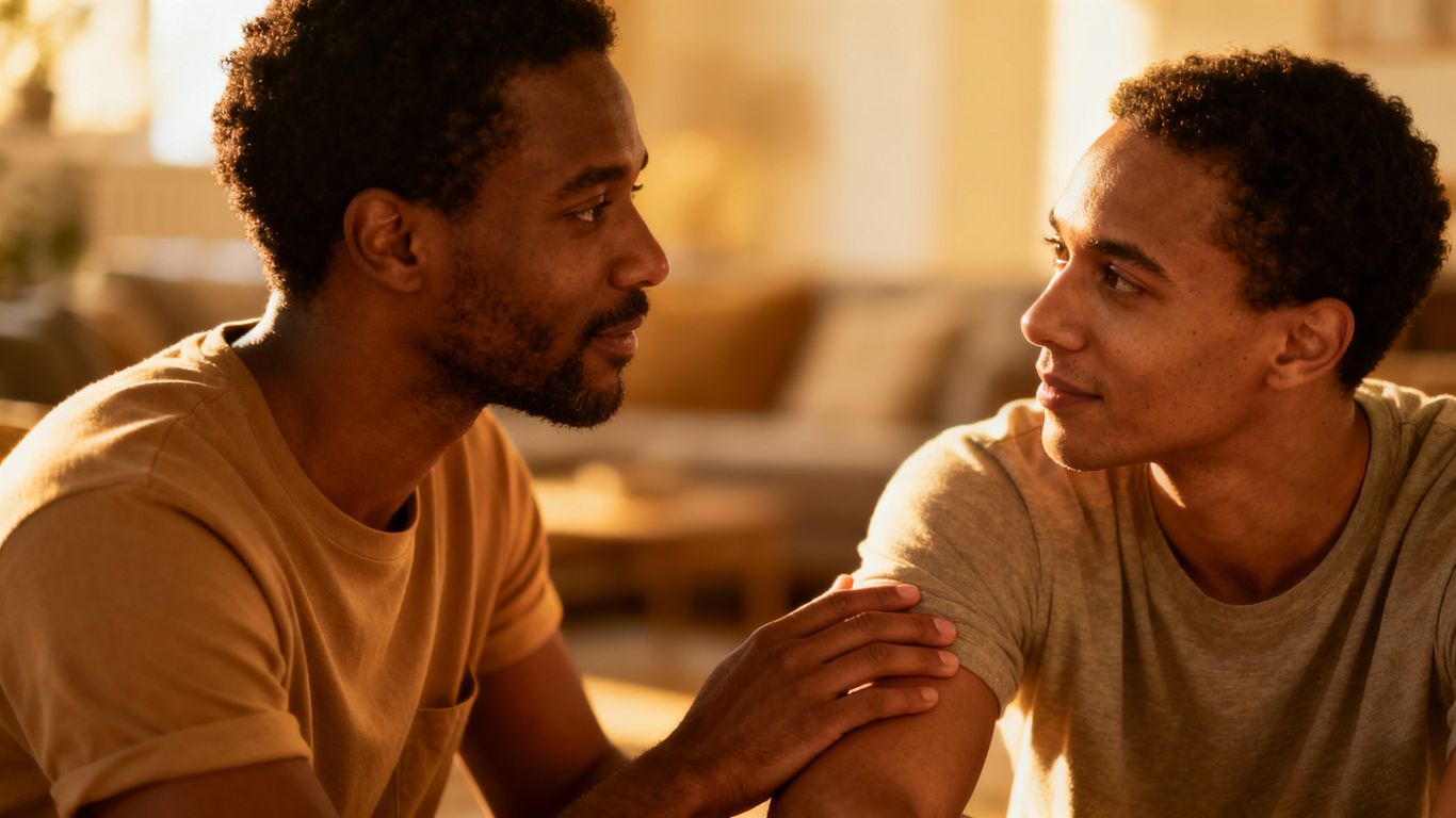 Couple sharing an intimate, understanding gaze.
