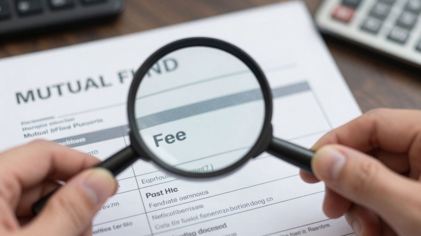 Mutual fund fees being examined with a magnifying glass.