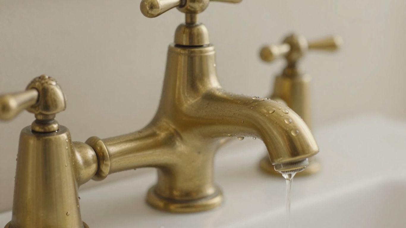 Vintage brass bathroom faucet with classic detailing.
