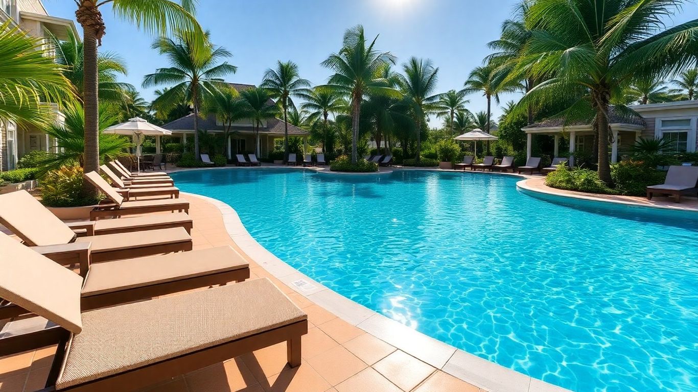 Serene adults-only resort pool in North Queensland.