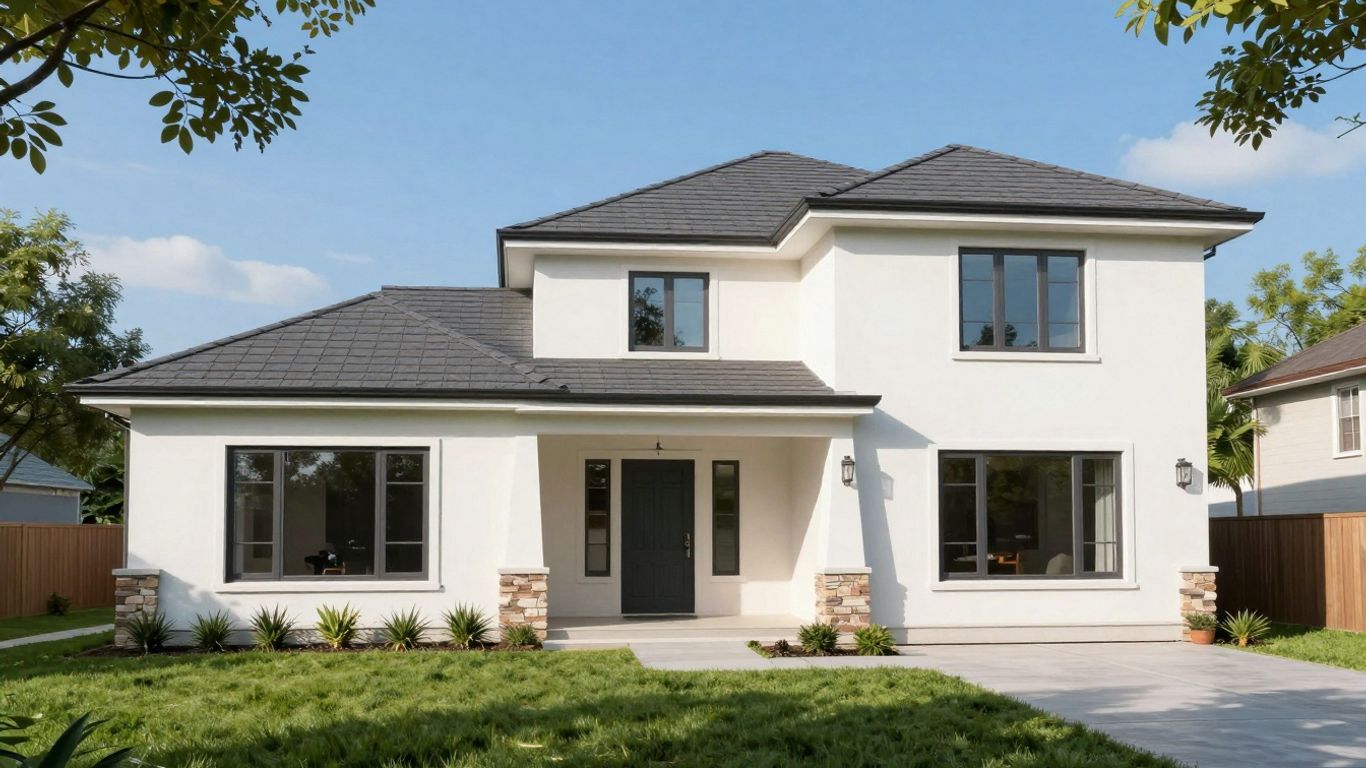 Casa moderna protegida con seguro de hogar.