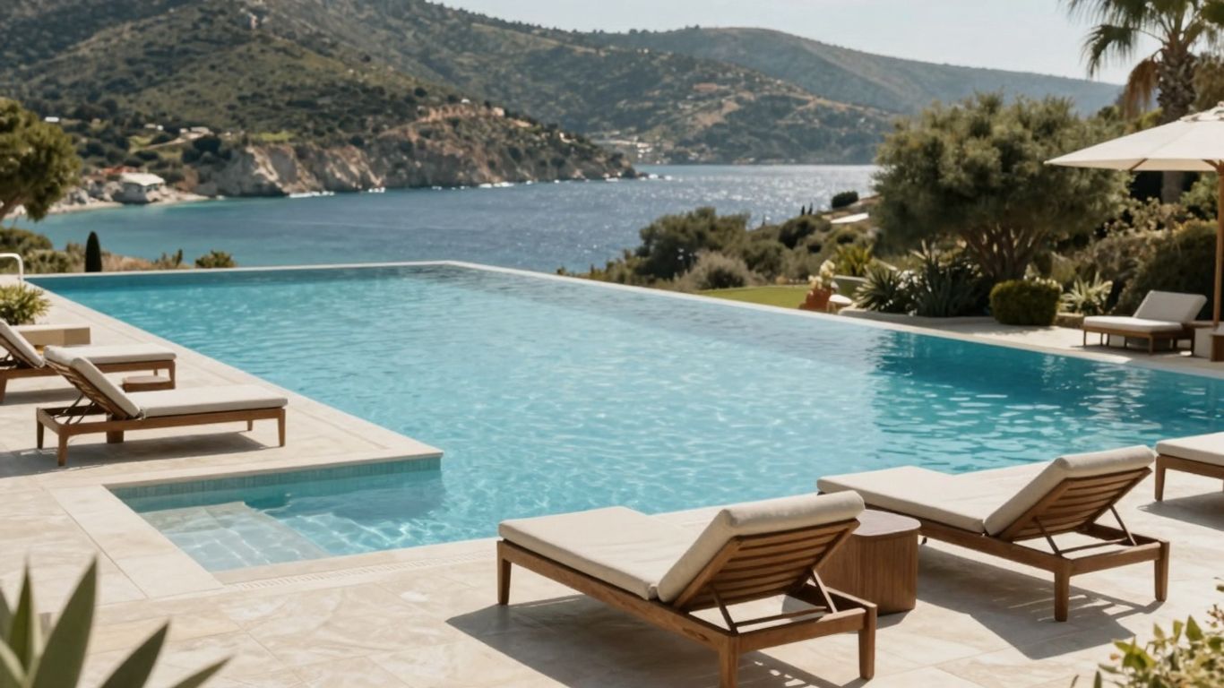 Infinity pool at Daios Cove, Crete, overlooking the Aegean Sea.
