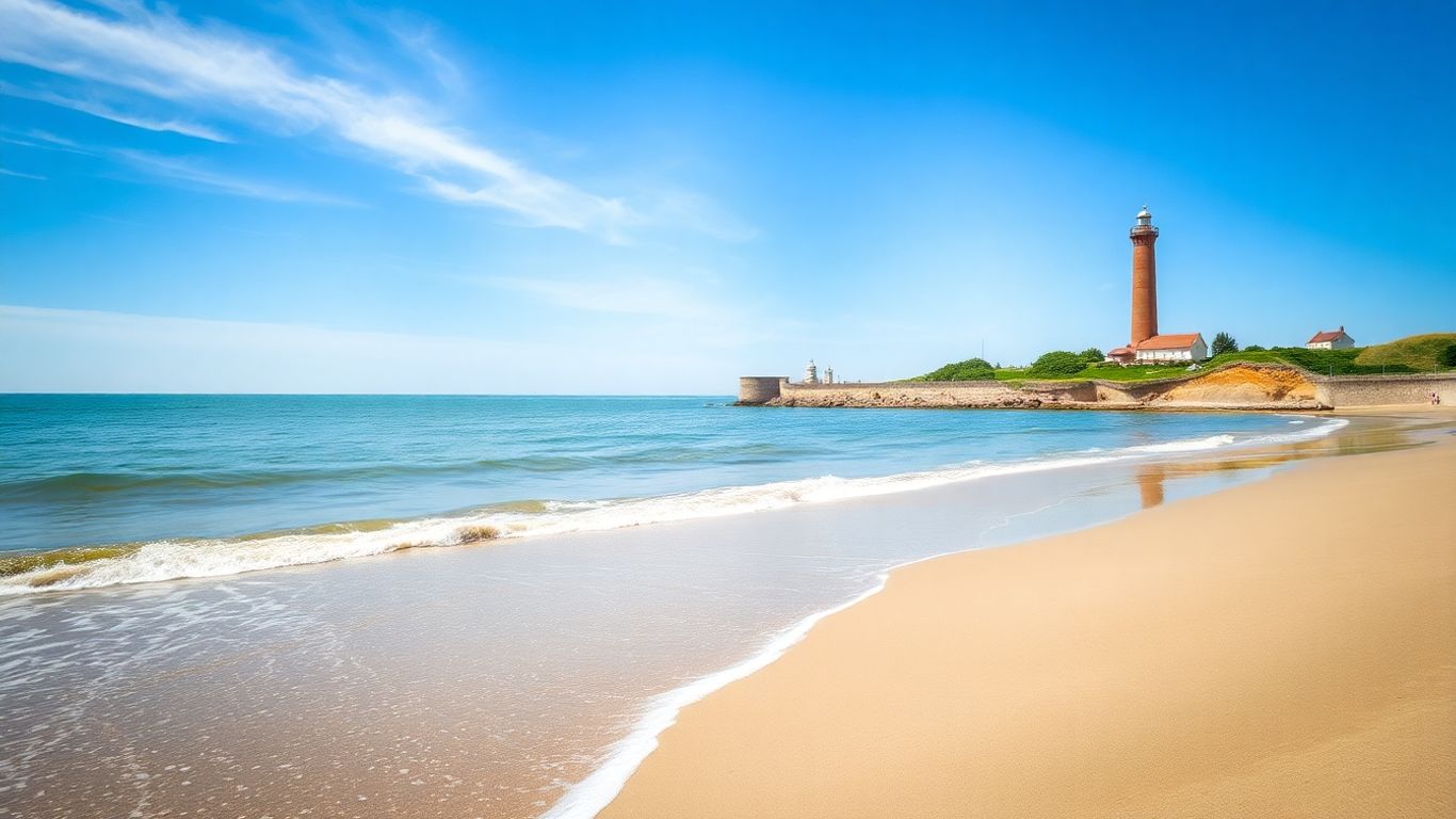 Leuchtturm und Strand in Kiel Friedrichsort
