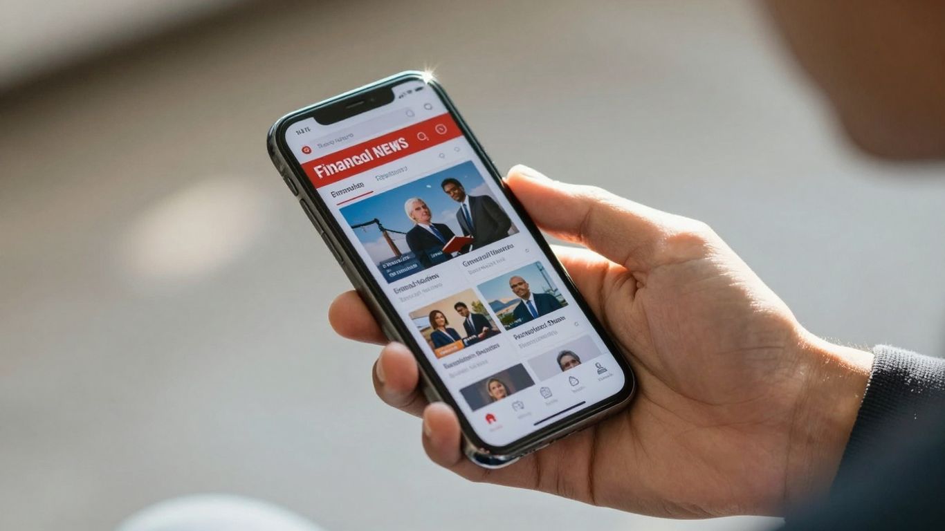 Person using smartphone for financial news