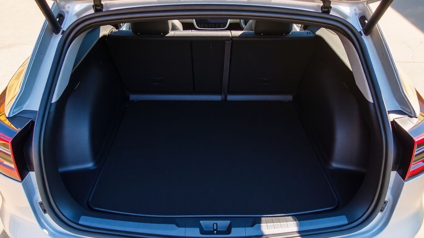 Tesla trunk with black accessory liner