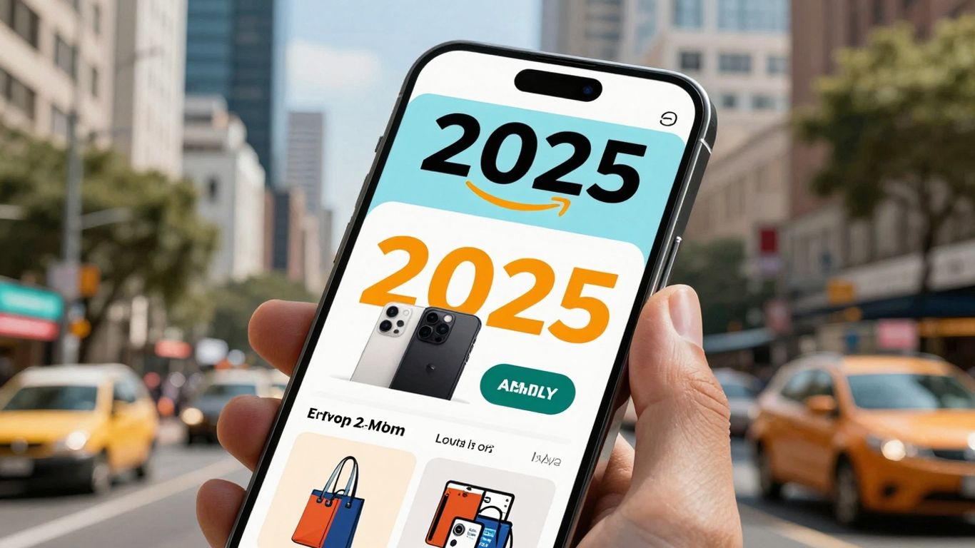 Smartphone showing Amazon listing, 2025 sales boost.