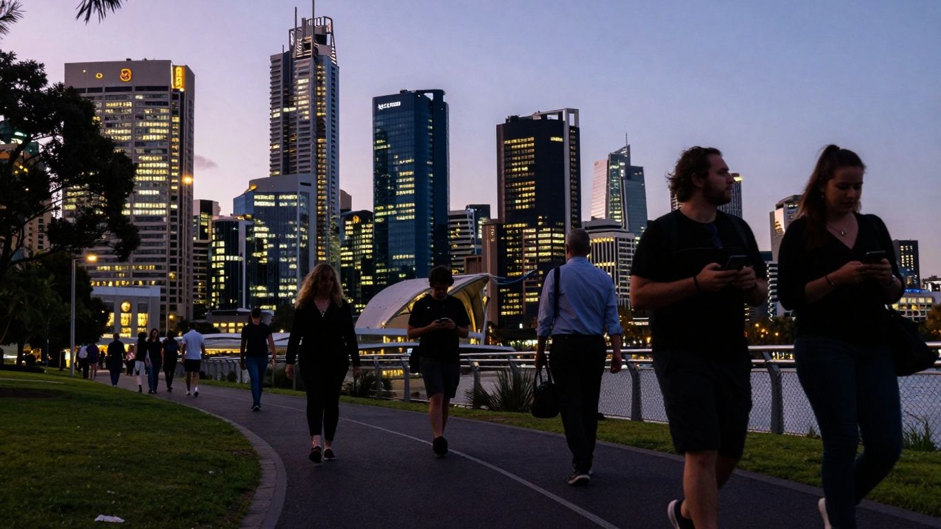 Australian cityscape with path to business district.