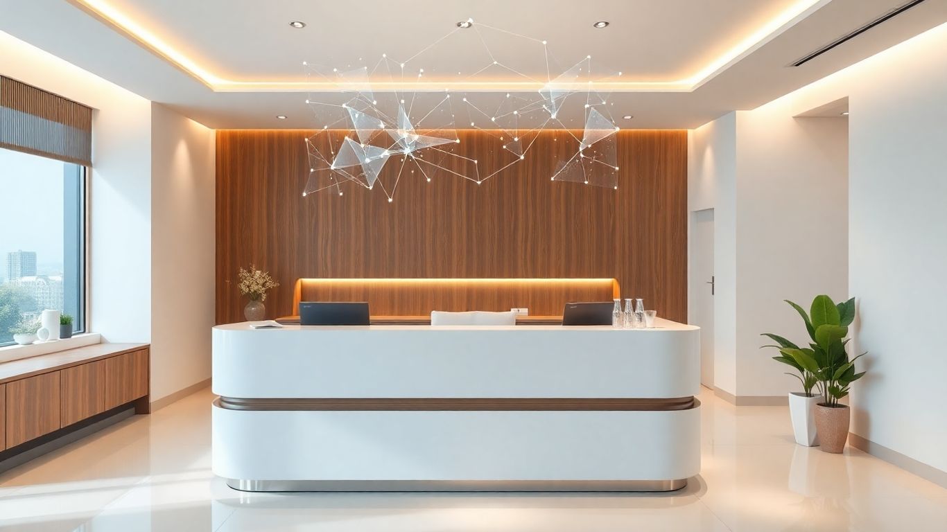 AI receptionist interface in a clinic.