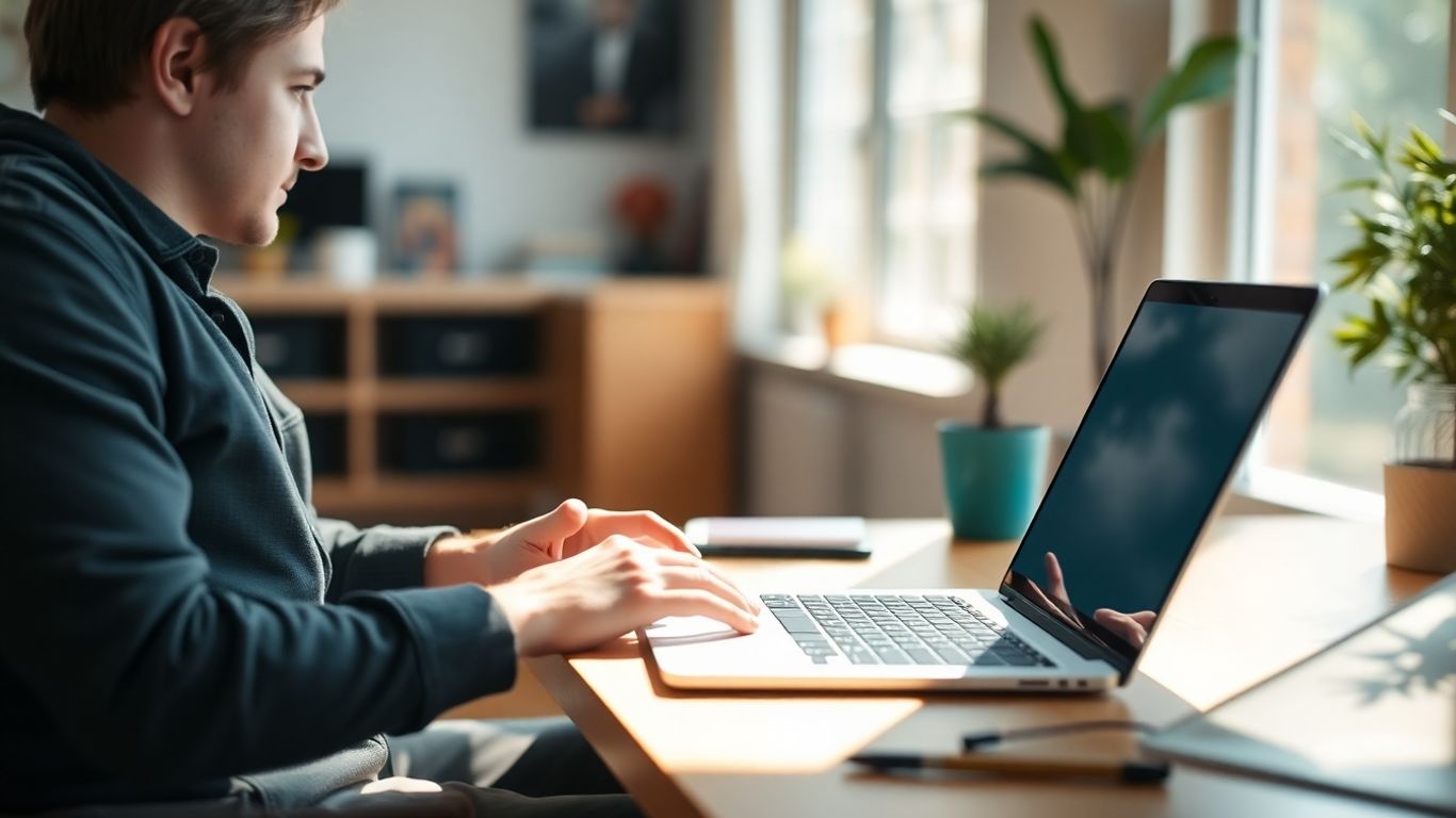 Person working from home in Australia