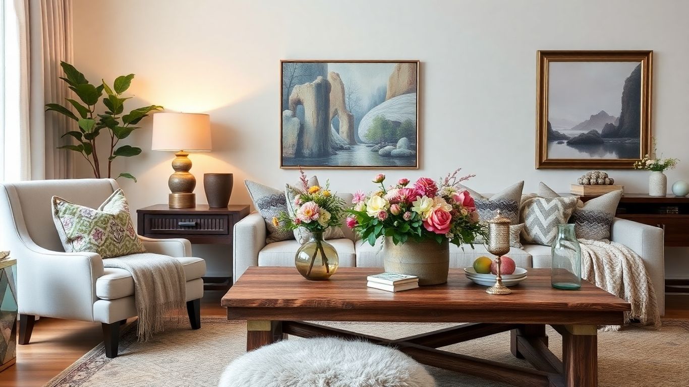 Cozy living room with seasonal decor