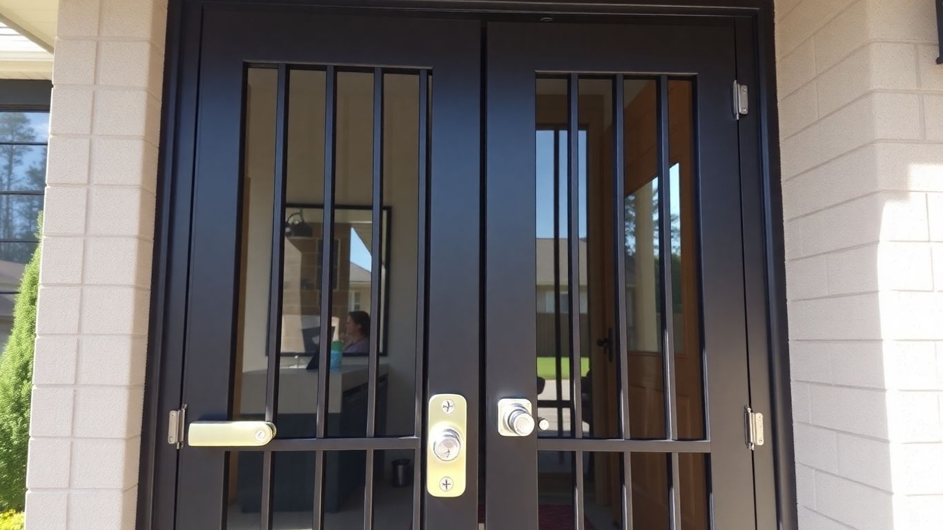 Modern steel security door on a home.