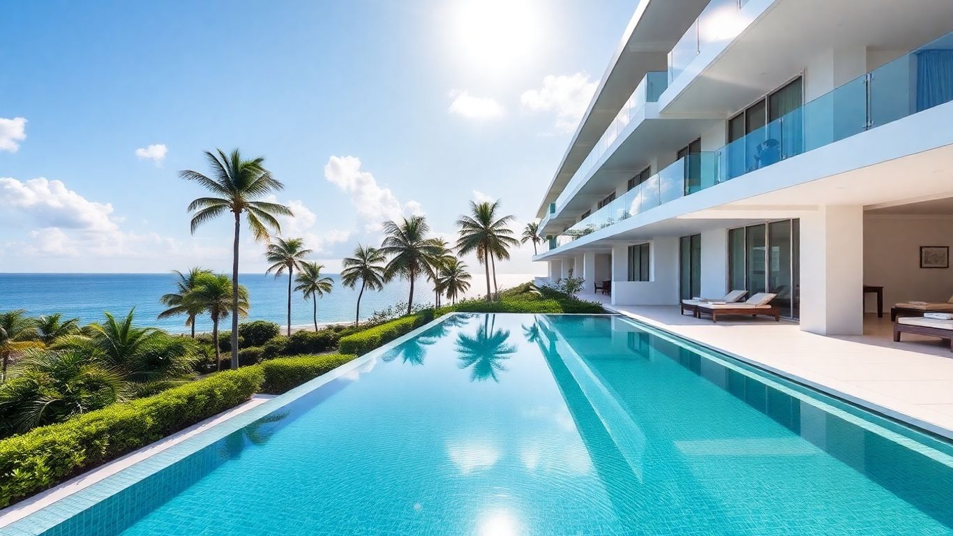 Luxury resort residence with infinity pool and ocean view.