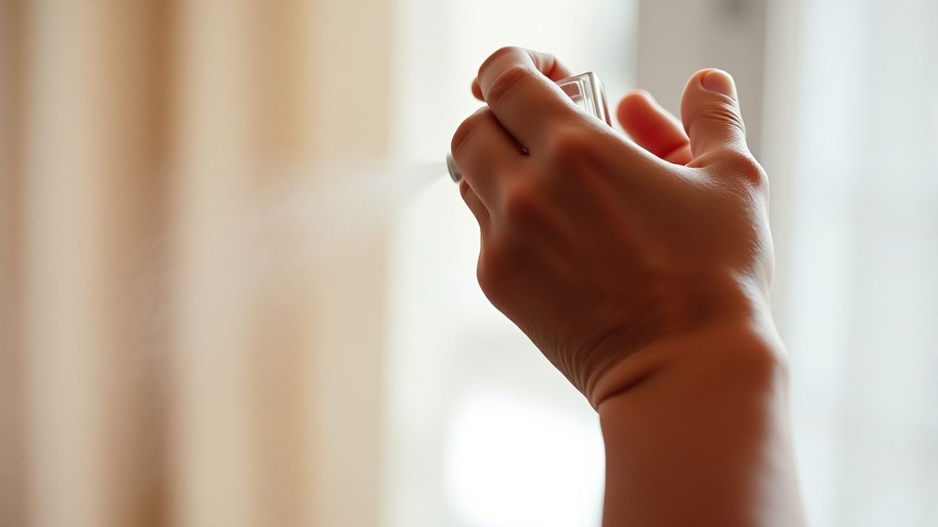 Perfume being sprayed onto a wrist for longer-lasting scent.
