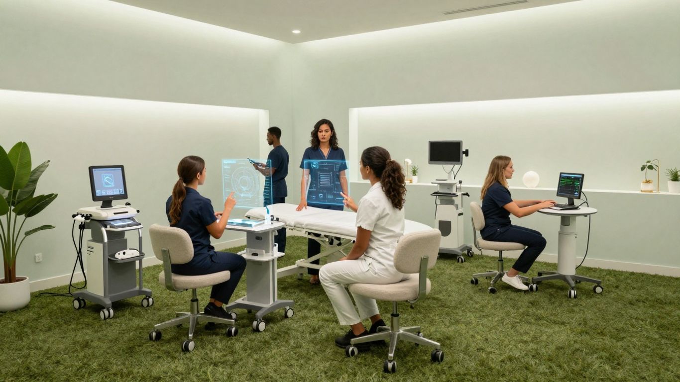 Medspa professionals using advanced voice AI technology for efficiency.