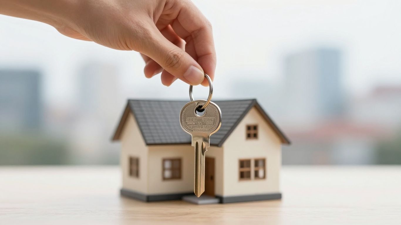 House with a key, symbolizing home ownership.