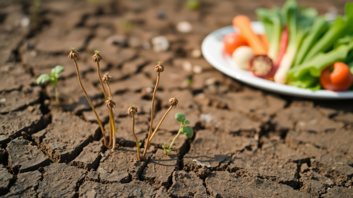Soluri românești poluate, plante uscate, legume pe farfurie.