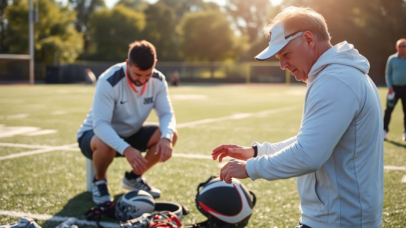 Sportstundenplanung mit Ausr&uuml;stung auf dem Feld