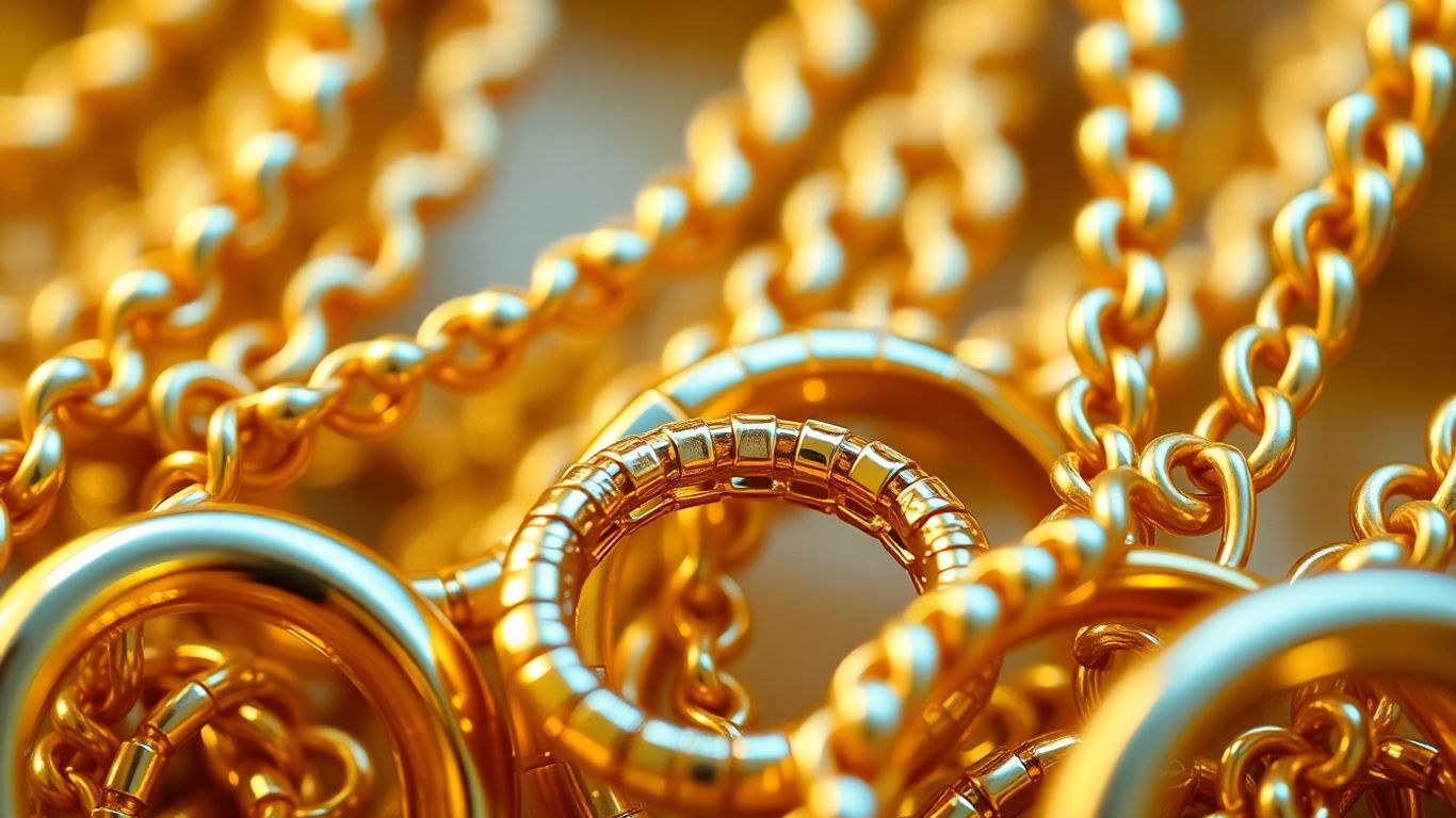 Bijoux en or brillant avec des détails complexes.