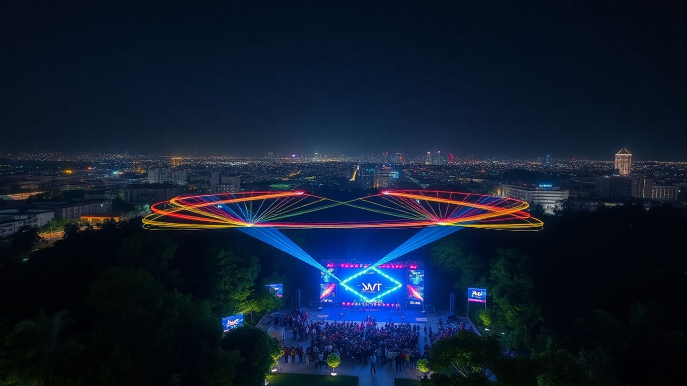 Corporate drone show lights up Indonesian night sky