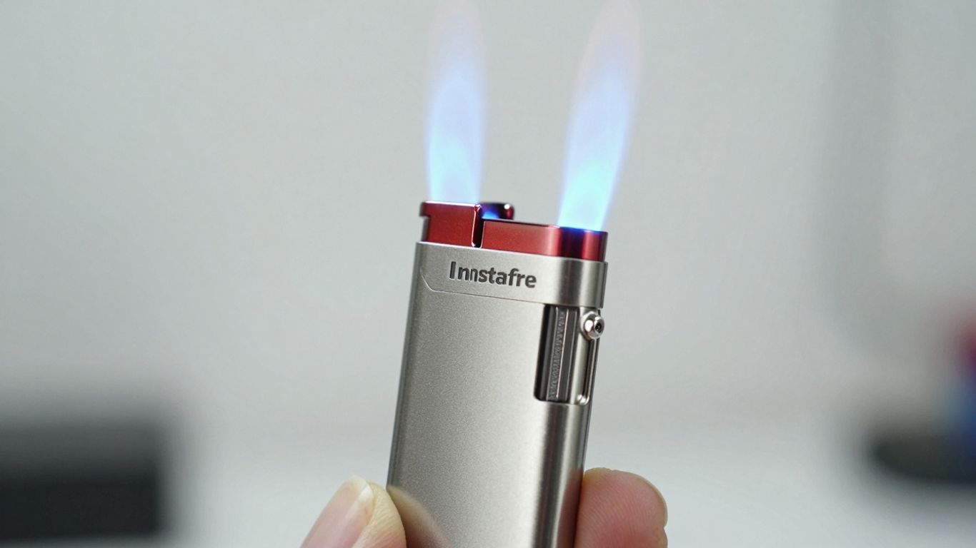 Instafire Cross-fire Plasma Lighter igniting outdoors