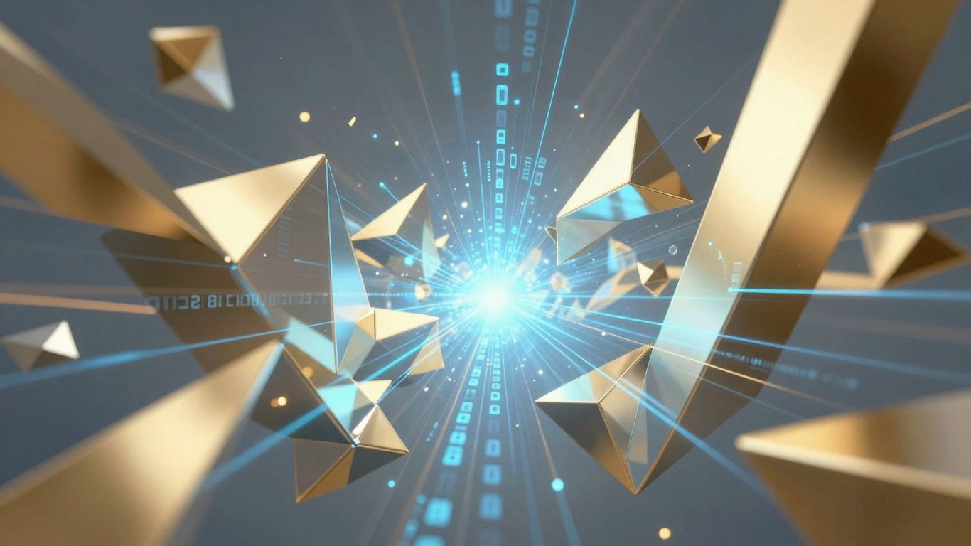 Abstract geometric shapes and data streams for quantitative investing.