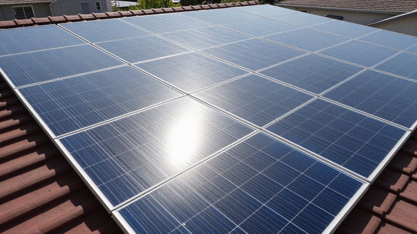 Kit panneau solaire sur un toit résidentiel.