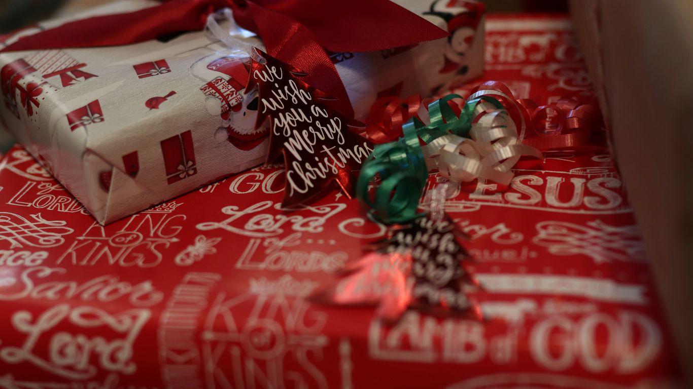 red and white gift wrapper
