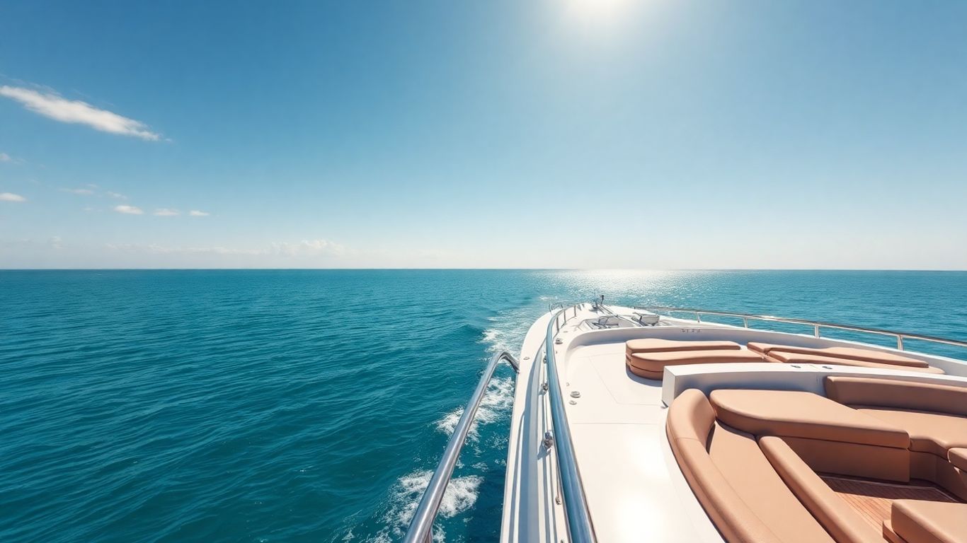 Luxurious superyacht sailing on a calm turquoise ocean.