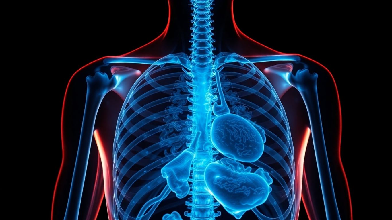 Human body's internal structure revealed by X-ray light.