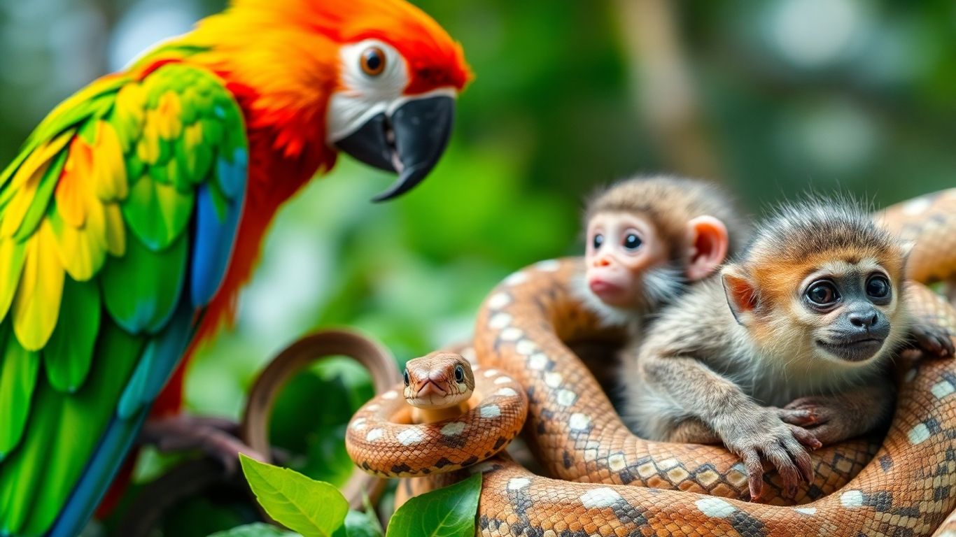 Exotische Tiere in natürlicher Umgebung