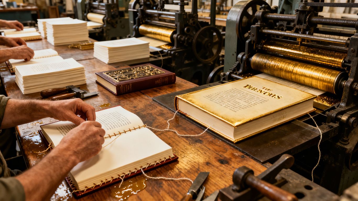 Behind-the-scenes look at book manufacturing and publishing.