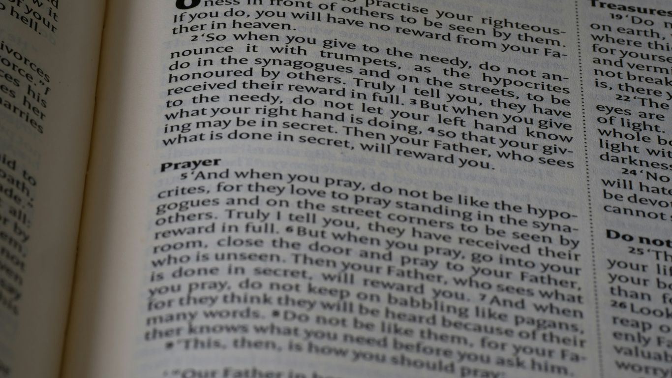 a close up of an open book with text