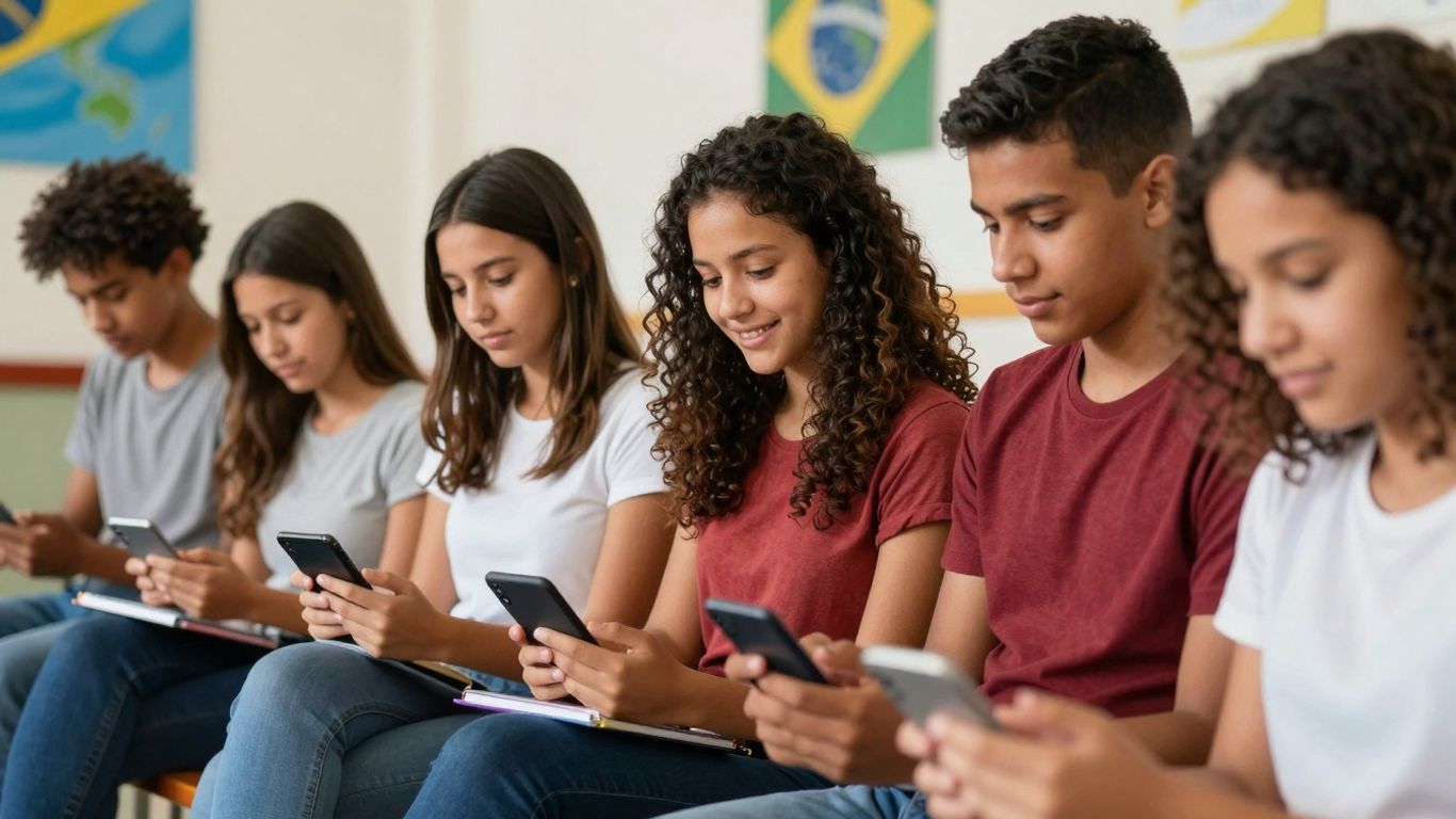 Jovens brasileiros recebendo incentivo financeiro do programa Pé-de-Meia.