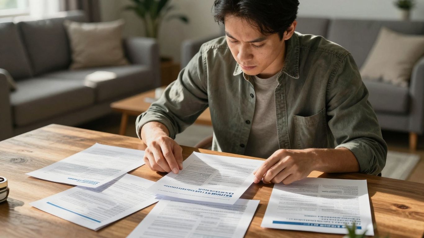 Persona eligiendo seguro de hogar con documentos.