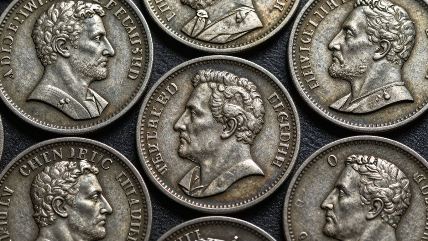 Collection of Capped Bust coins with detailed designs.