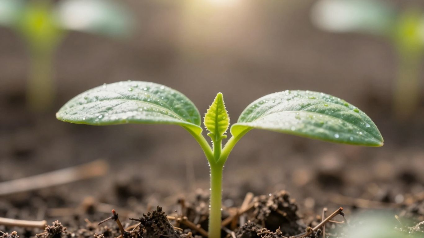 Junge Pflanze mit grünen Blättern im Sonnenlicht