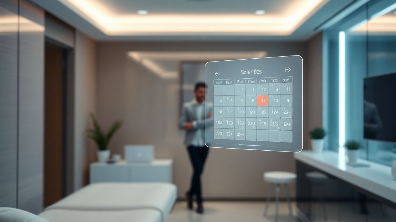 AI scheduling interface in a modern clinic.