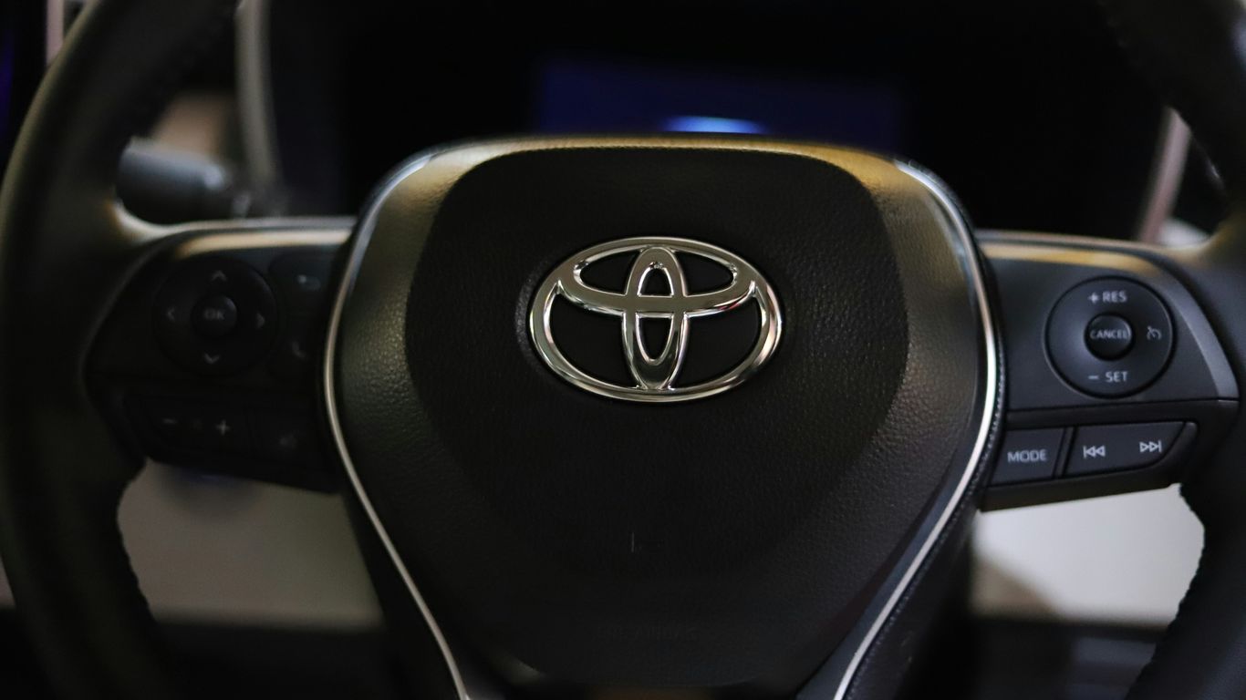 a close up of a steering wheel of a car