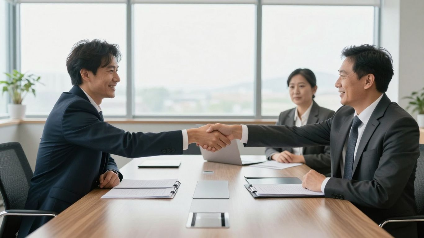 People in business attire shaking hands in agreement