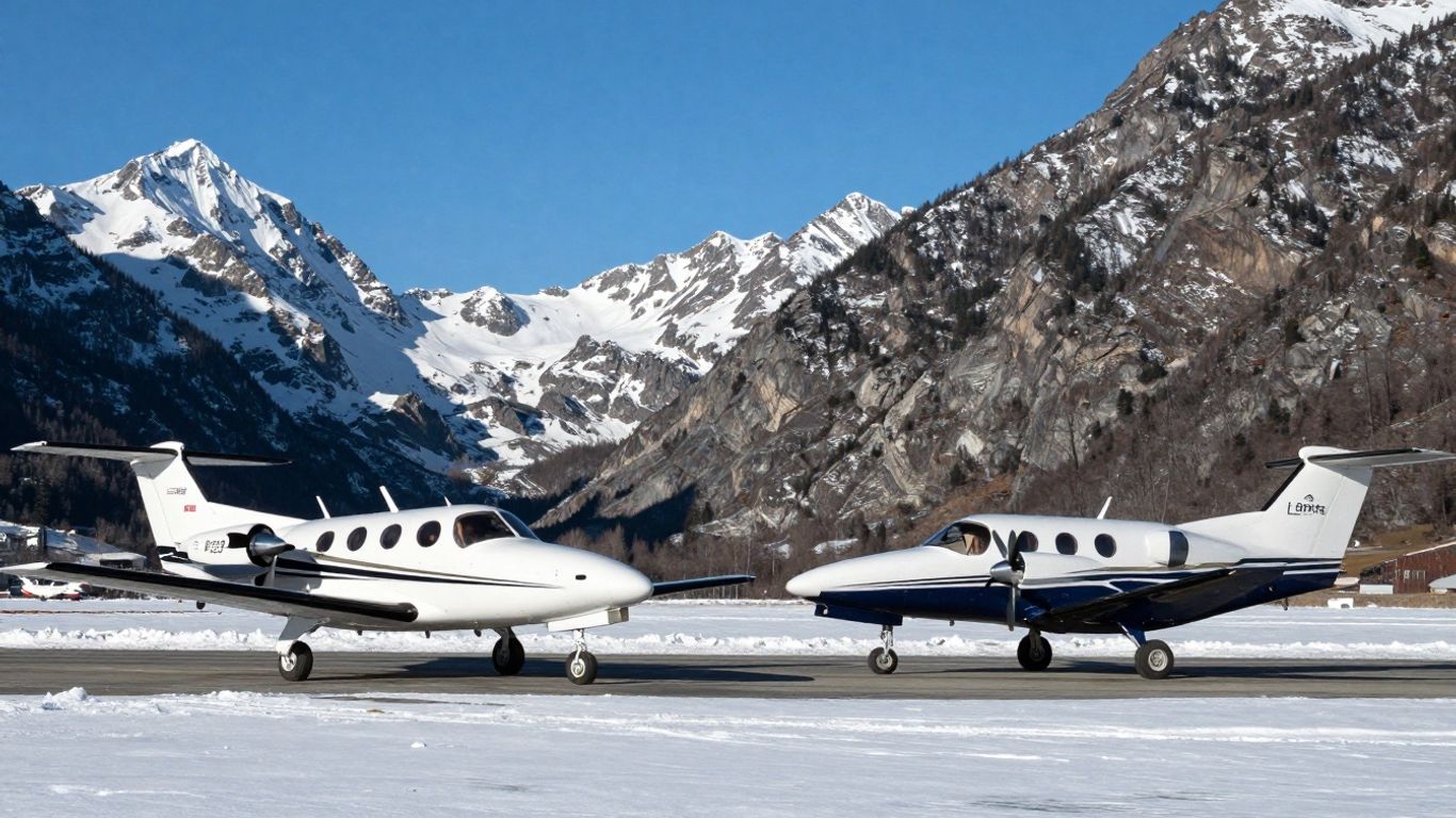 PC-12 and King Air on alpine runway