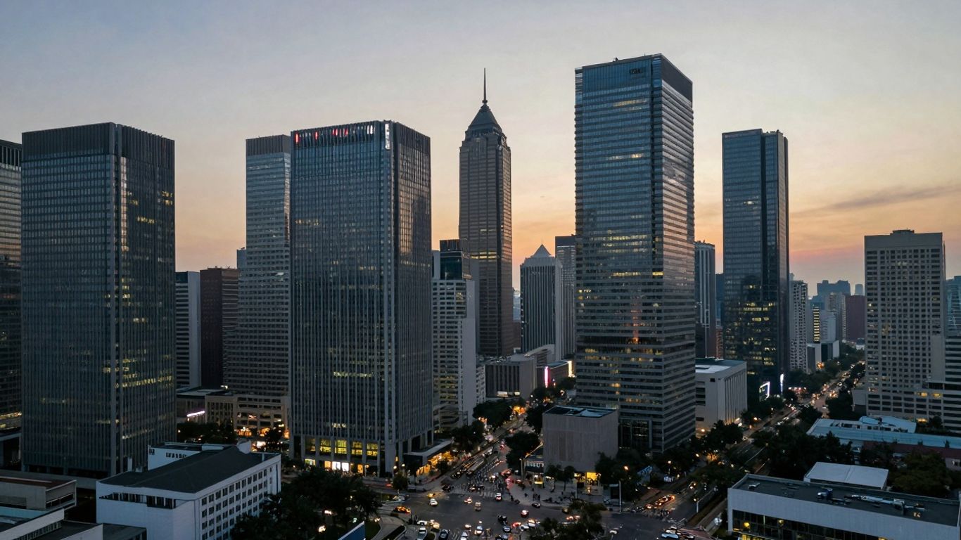 Cityscape with skyscrapers and financial district