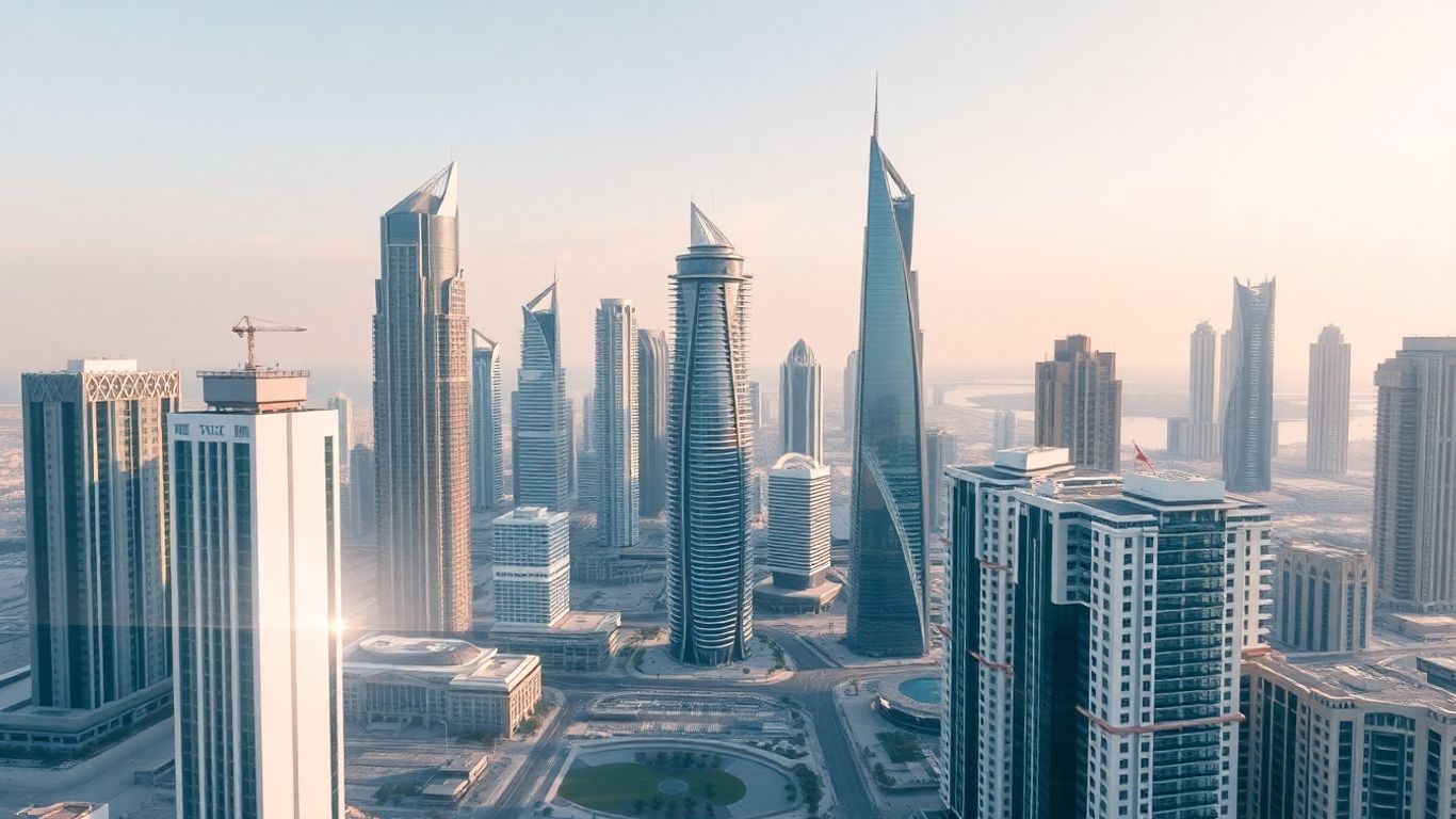 Abu Dhabi skyline with engineering elements