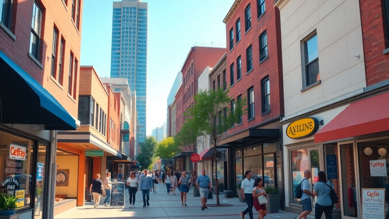 Local businesses thriving in a vibrant city.