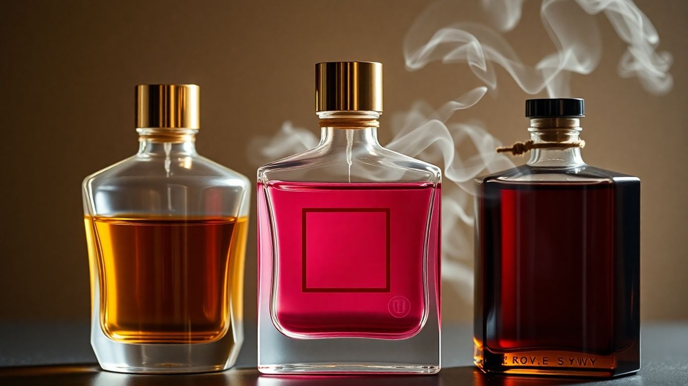 Perfume bottles showing different scent strengths.