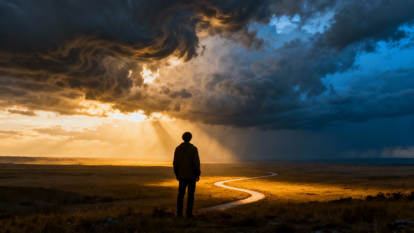 Person looking towards a hopeful future after adversity.