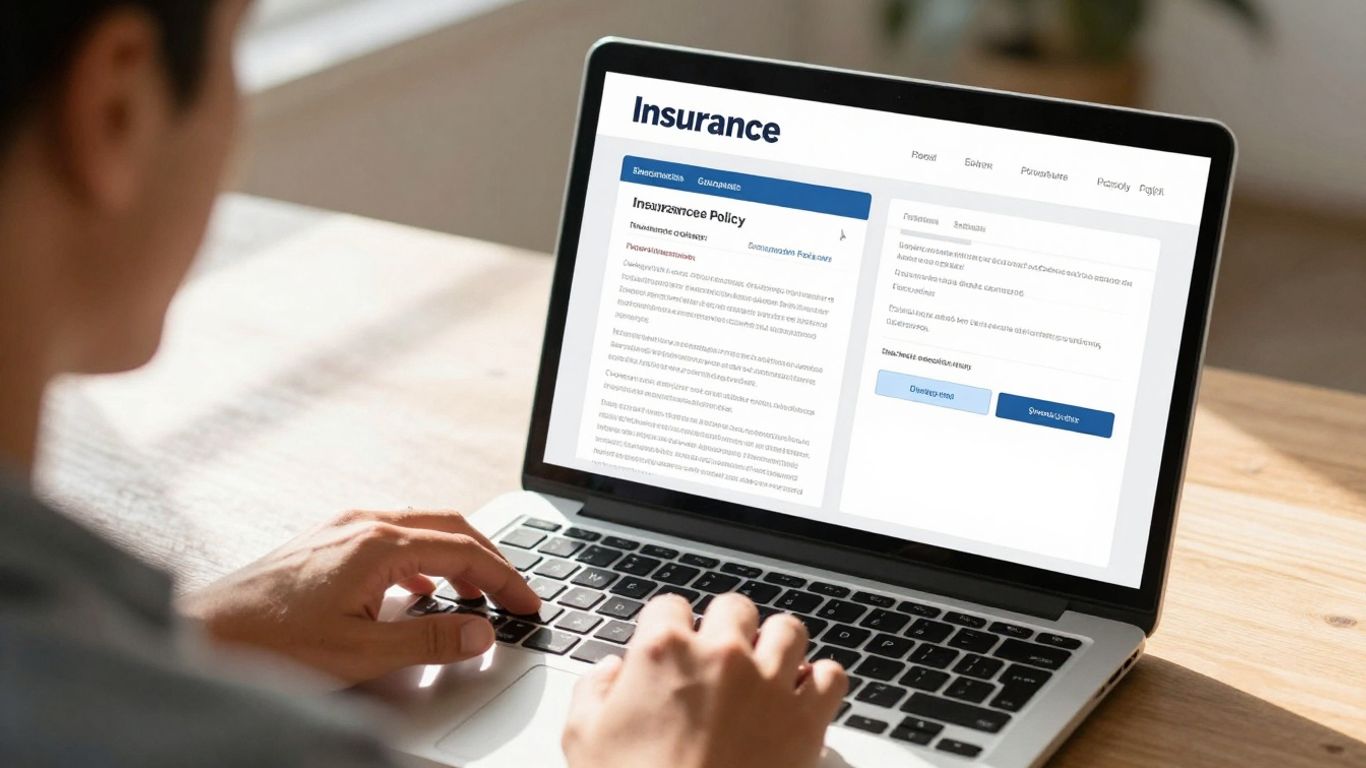 Person comparing insurance quotes on a laptop.